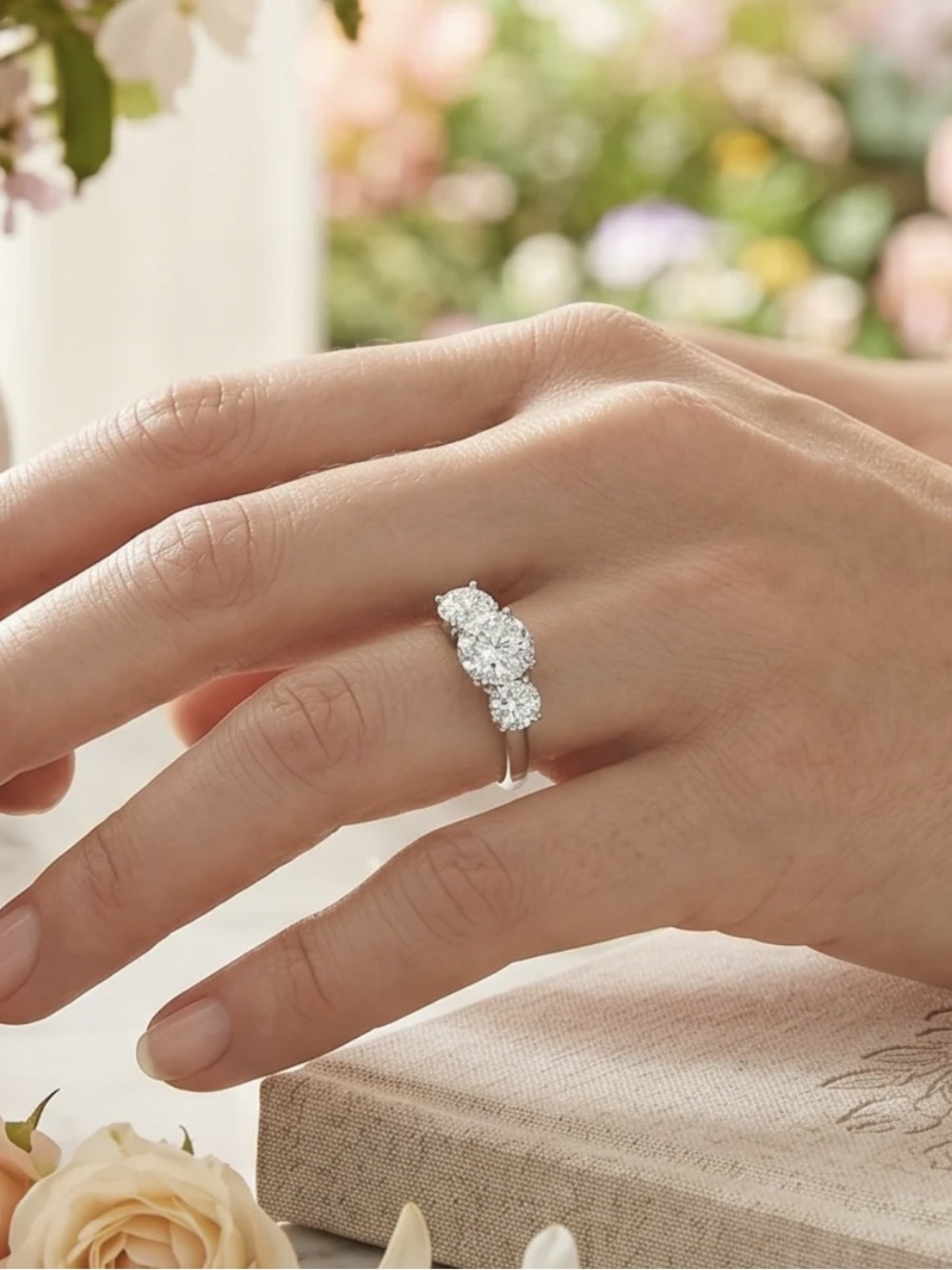 AGI Certified 2 CTW Three Stone Diamond Ring Sz 6.5